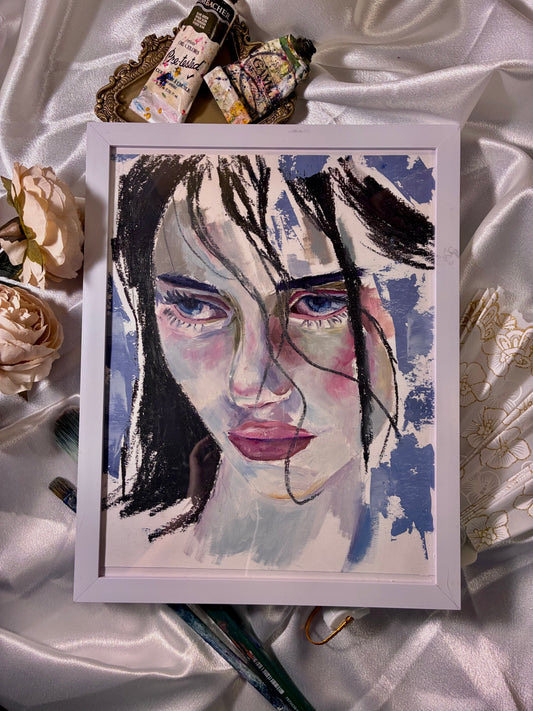 Framed "periwinkle" original painting